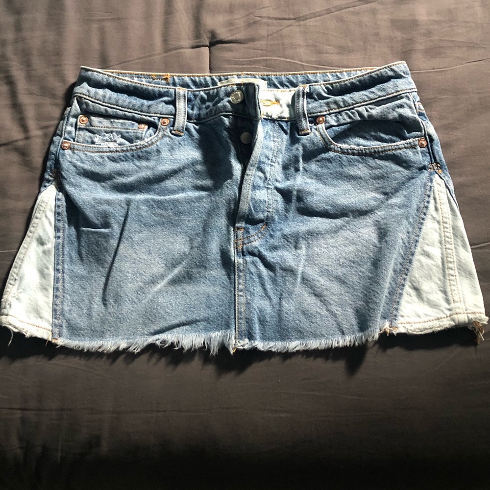 Free people color block denim skirt